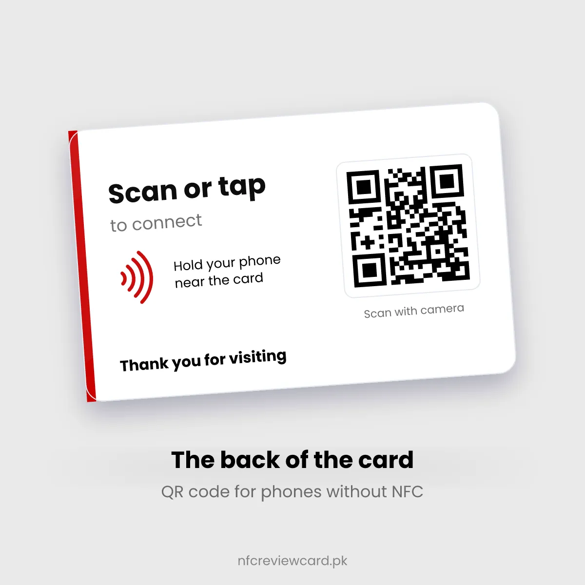 Back of the All-in-One Social Media NFC Card with QR code