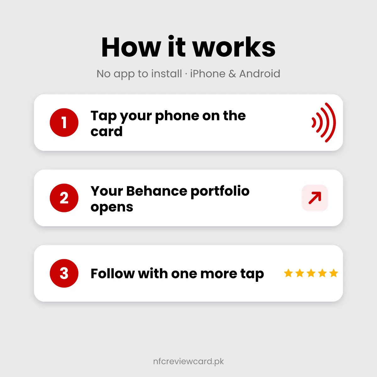 How the Behance NFC Card works in three steps