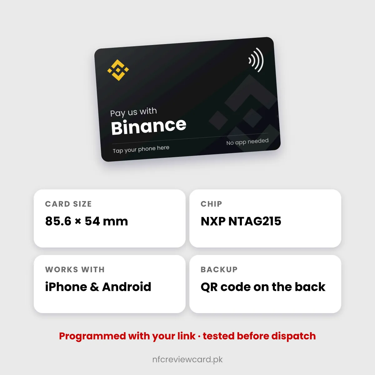 Binance NFC Card specifications