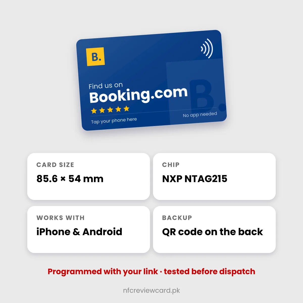 Booking.com NFC Card specifications
