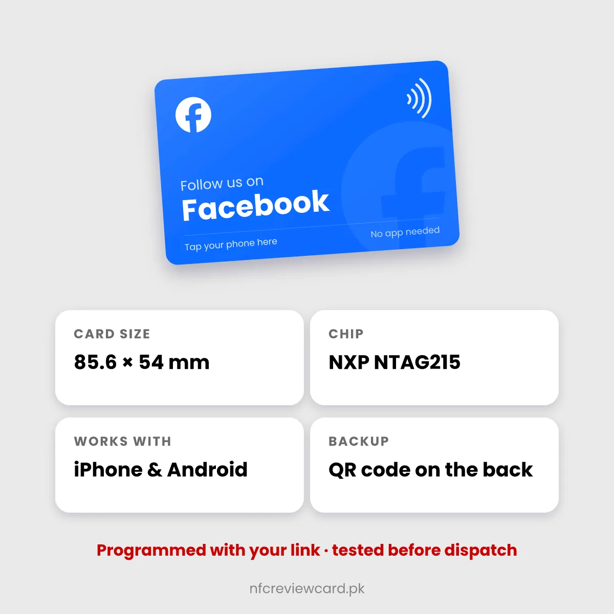 Facebook NFC Card specifications