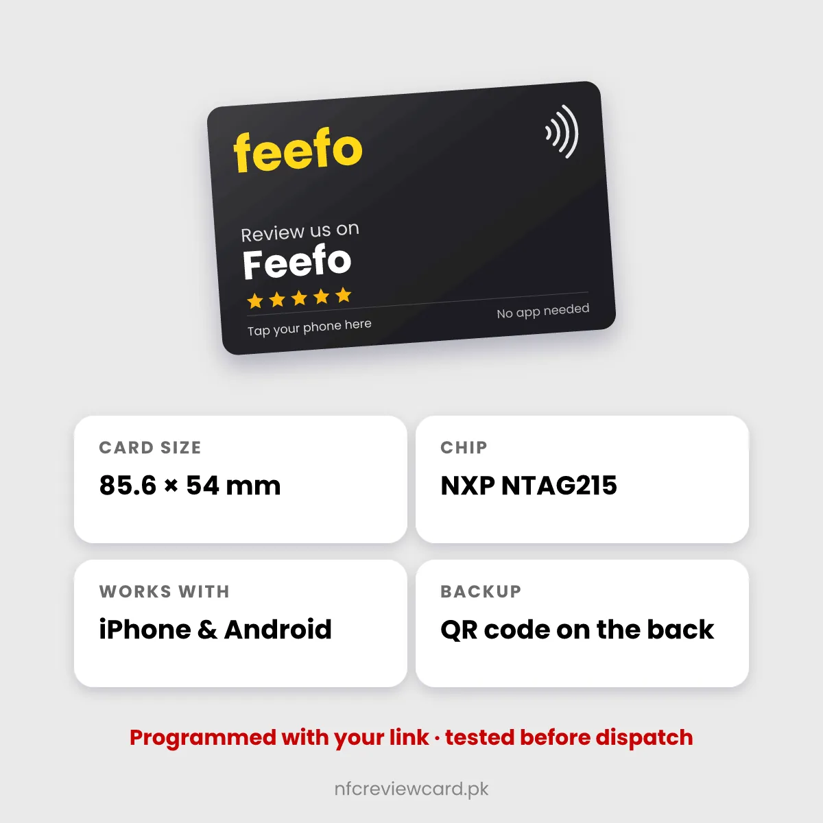 Feefo Review NFC Card specifications
