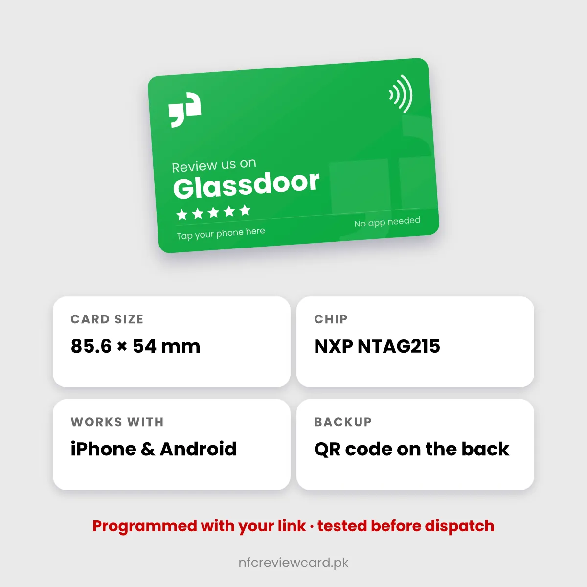 Glassdoor NFC Card specifications