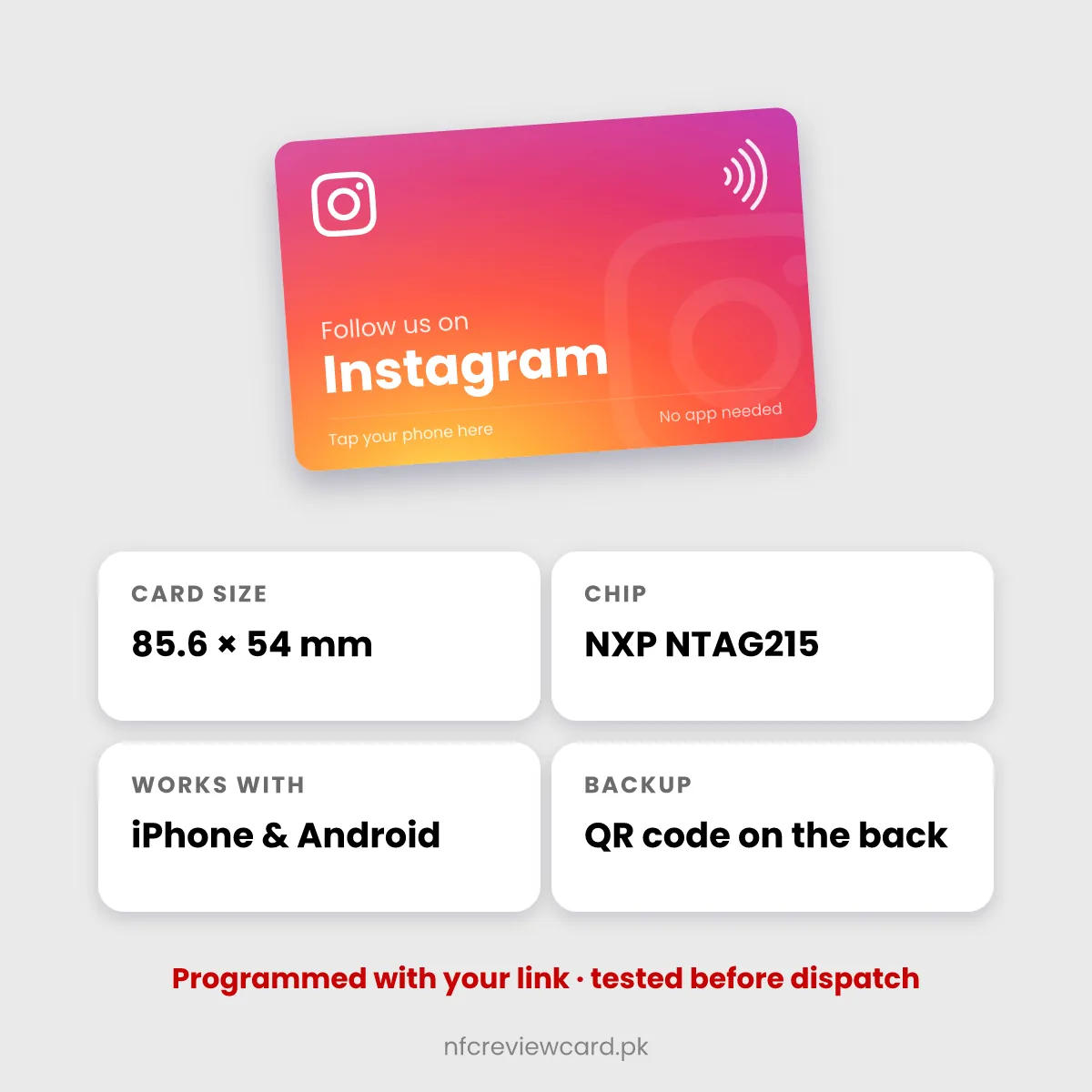 Instagram NFC Card specifications