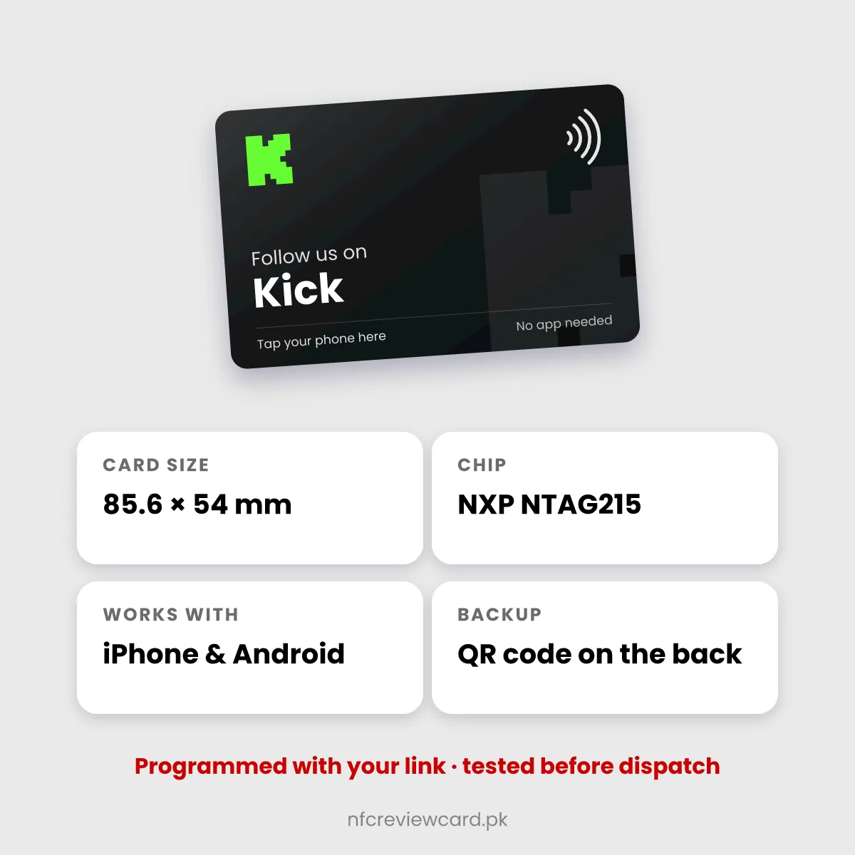 Kick NFC Card specifications
