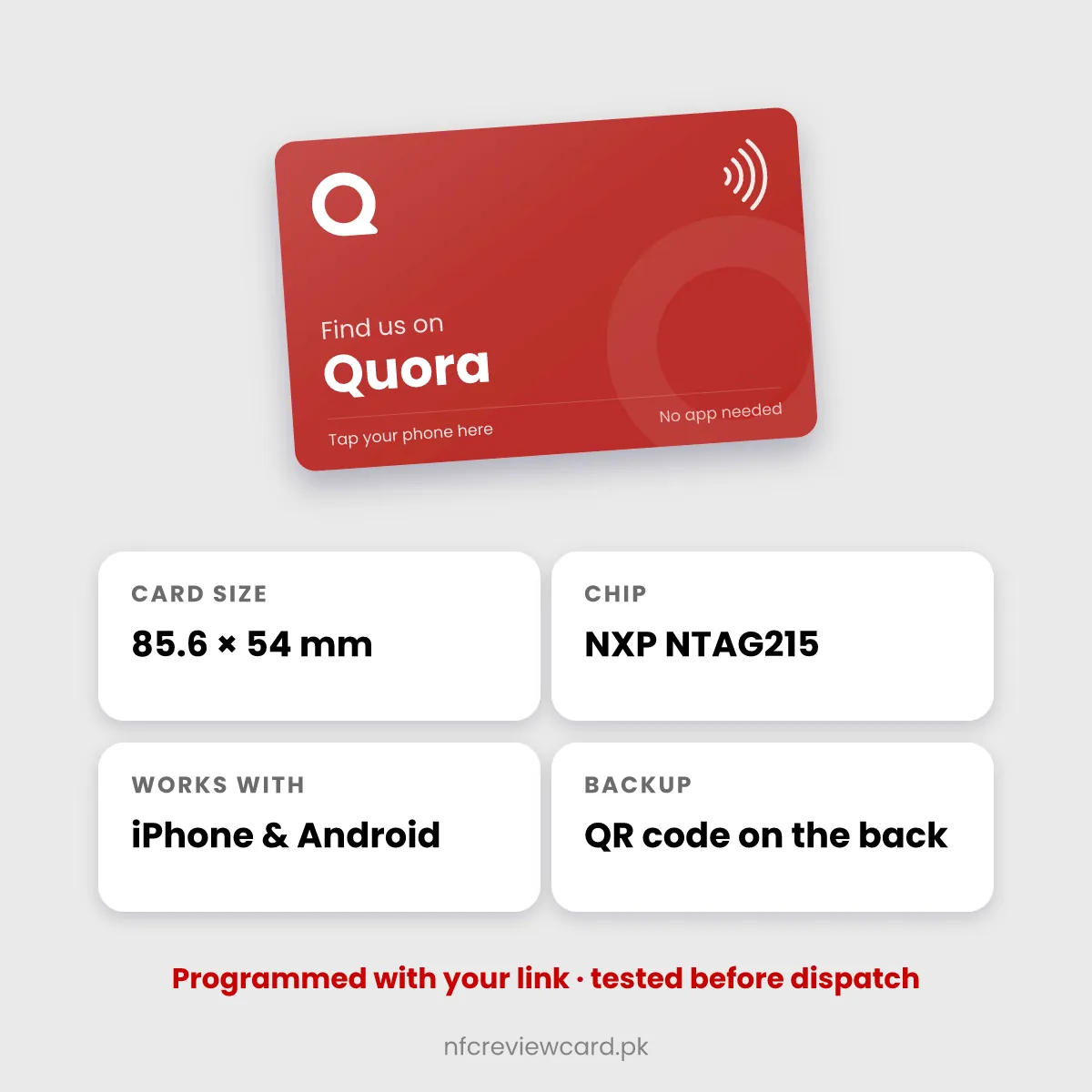 Quora NFC Card specifications
