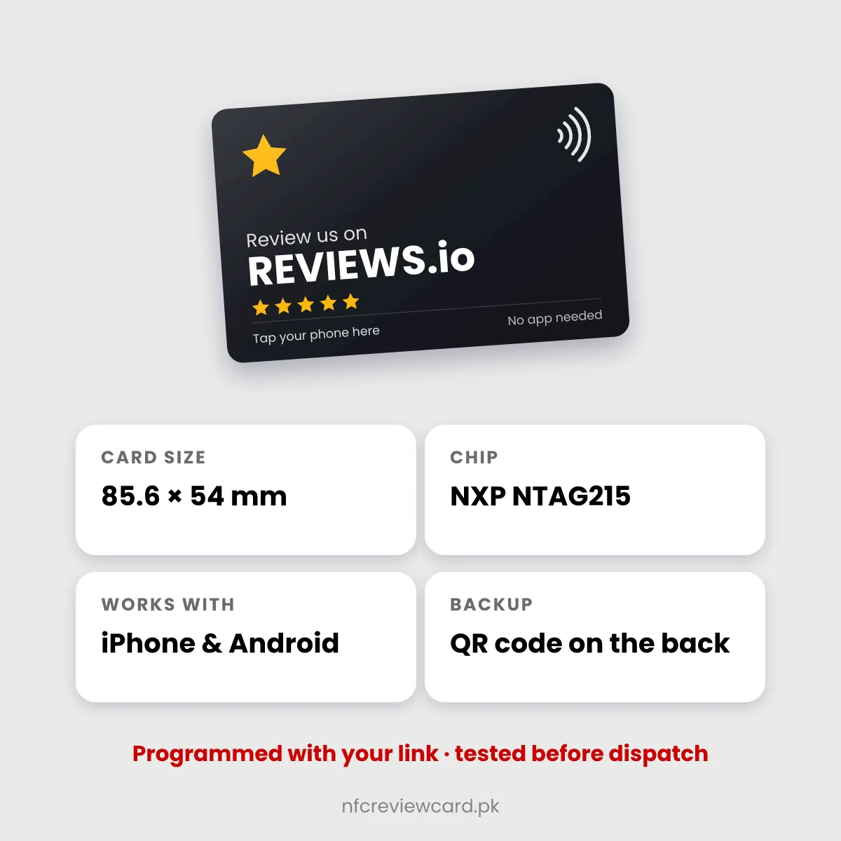 REVIEWS.io NFC Card specifications