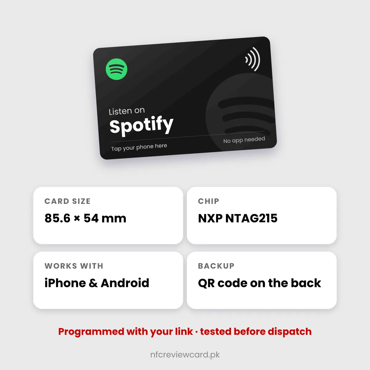 Spotify NFC Card specifications