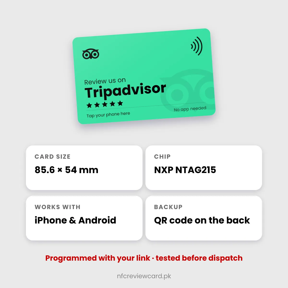Tripadvisor Review NFC Card specifications