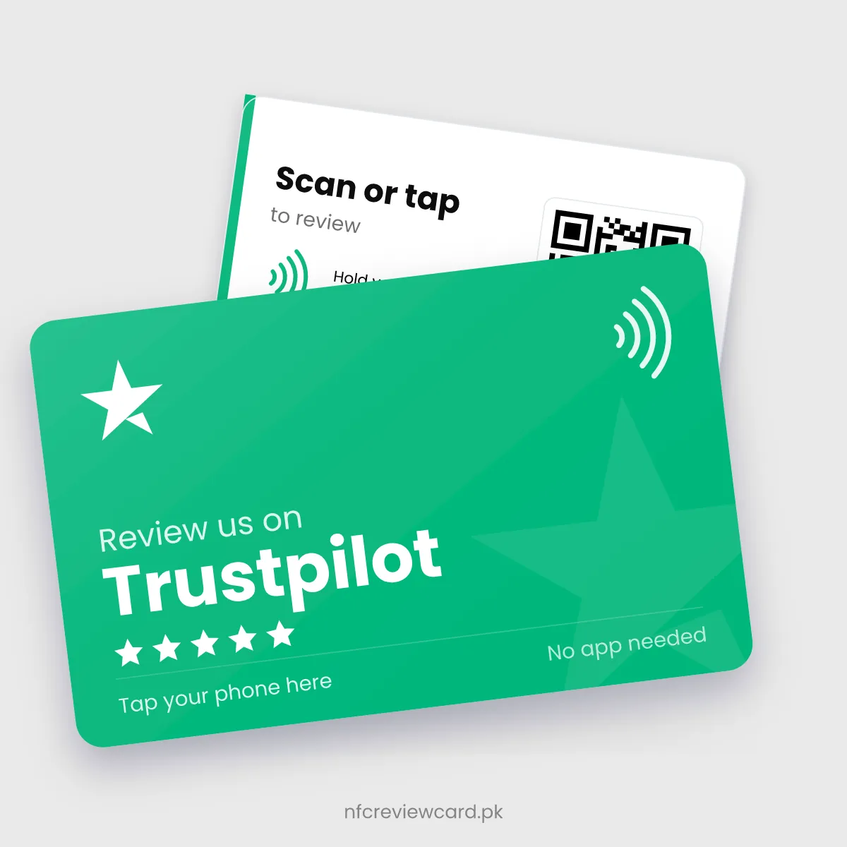 Trustpilot Review NFC Card, front and back