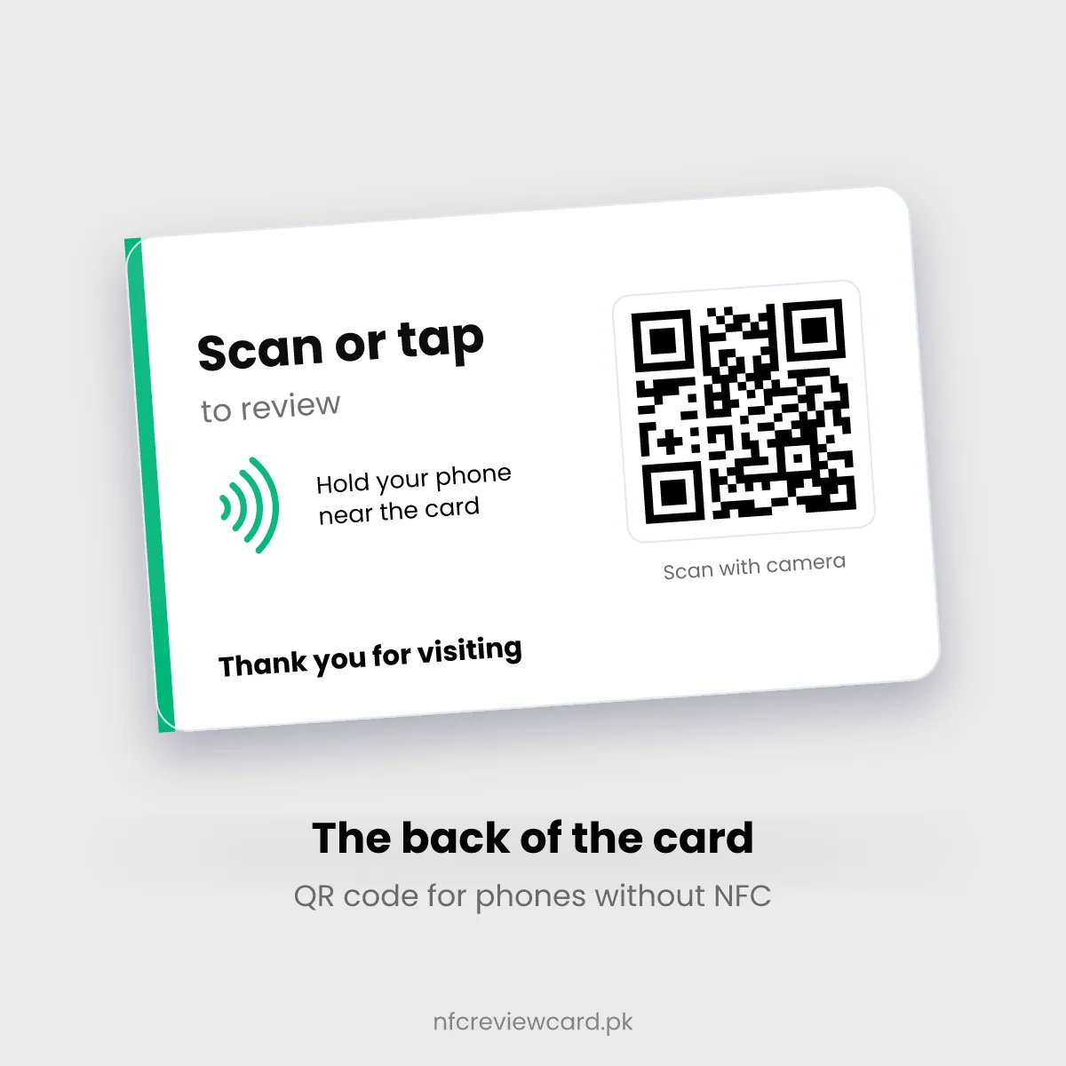 Back of the Trustpilot Review NFC Card with QR code